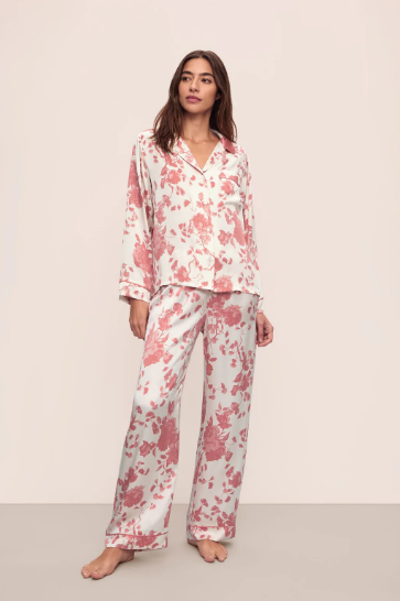 Inez Washable Silk Printed Long PJ Set